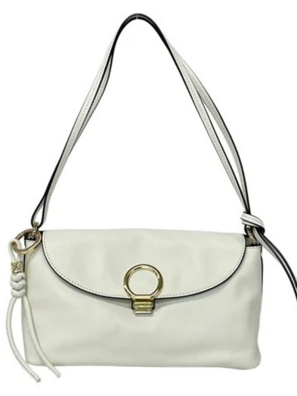 TOMORROW LAND Cream Gold Leather Shoulder Bag